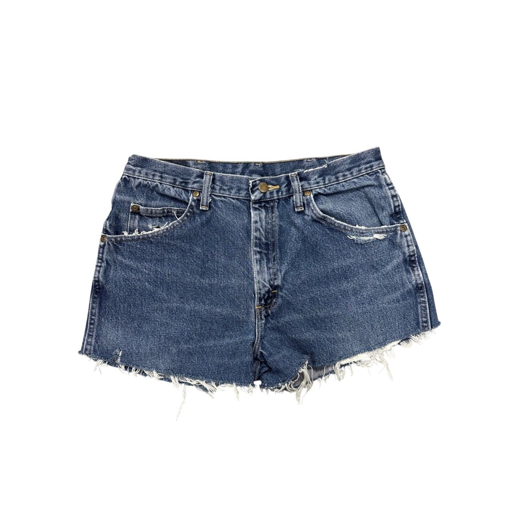 Wrangler Women's Blue Denim Cutoff Shorts Distressed Frayed Hem‎ Size 34
